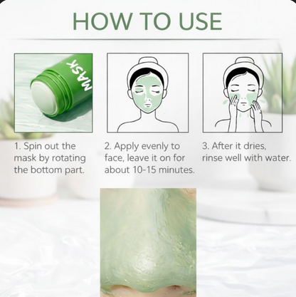 Green Tea Solid Clay Mask Stick – Deep Pore Cleansing & Oil Control