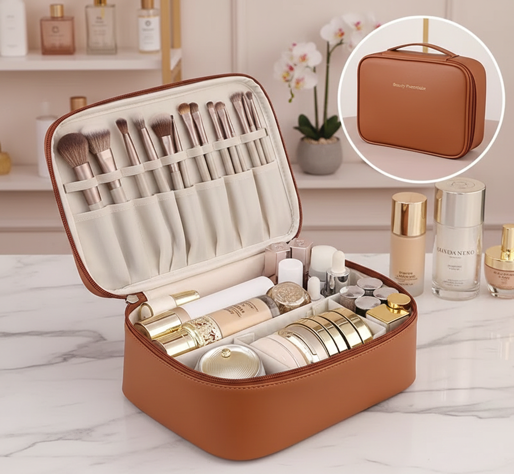 Beautiva Travel Storage Bag – PU Leather Cosmetic