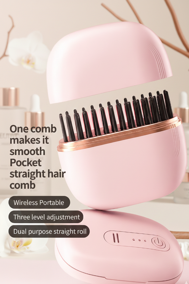 Pocket Wireless Hair Straightener Comb – Travel-Size
