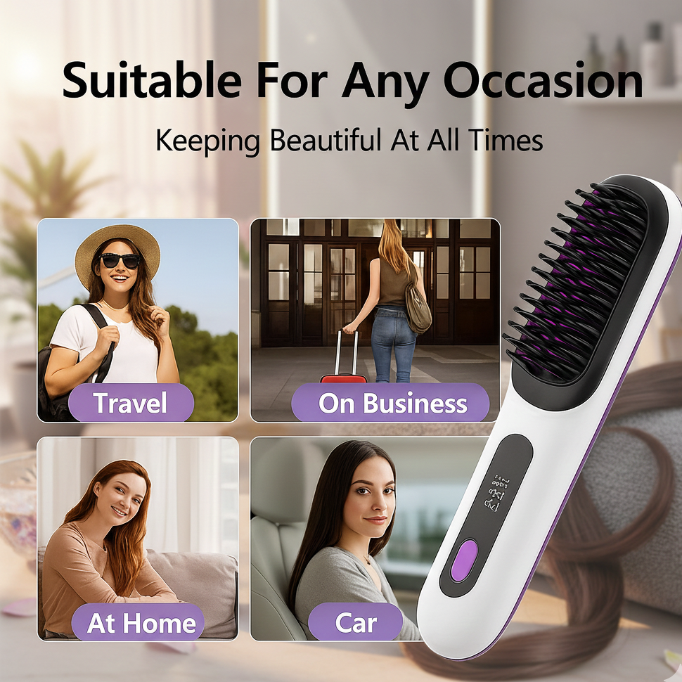 Cordless Hair Straightening Brush – Rapid-Heating, Lightweight & Travel-Ready