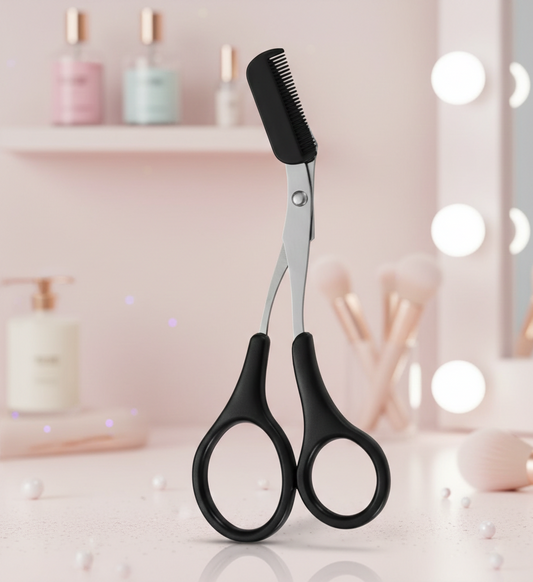 Precision Eyebrow Thinning Scissors with Built-In Comb – Safe & Easy Shaping