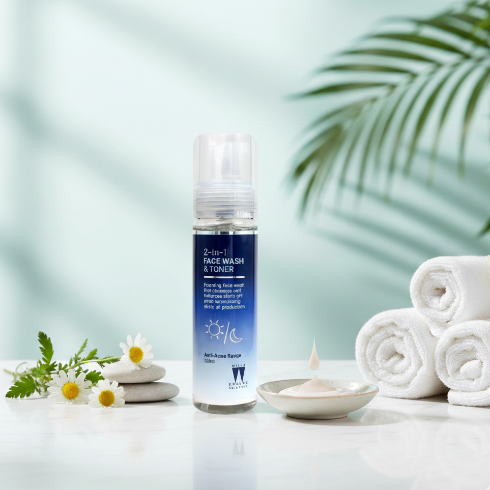 2-in-1 Face Wash & Toner – Deep Cleanse + pH Balance for Acne-Prone Skin