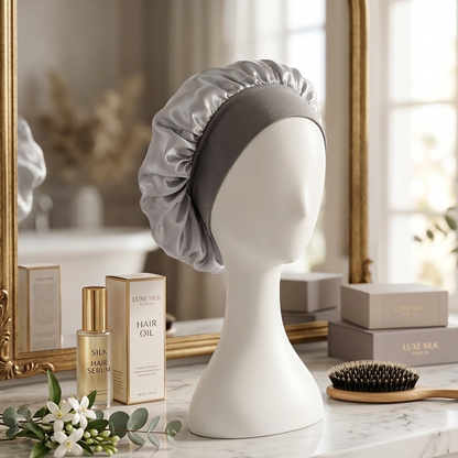 Elastic Satin Silk Hair Bonnet – Night & Bath Cap with Secure Elastic Band